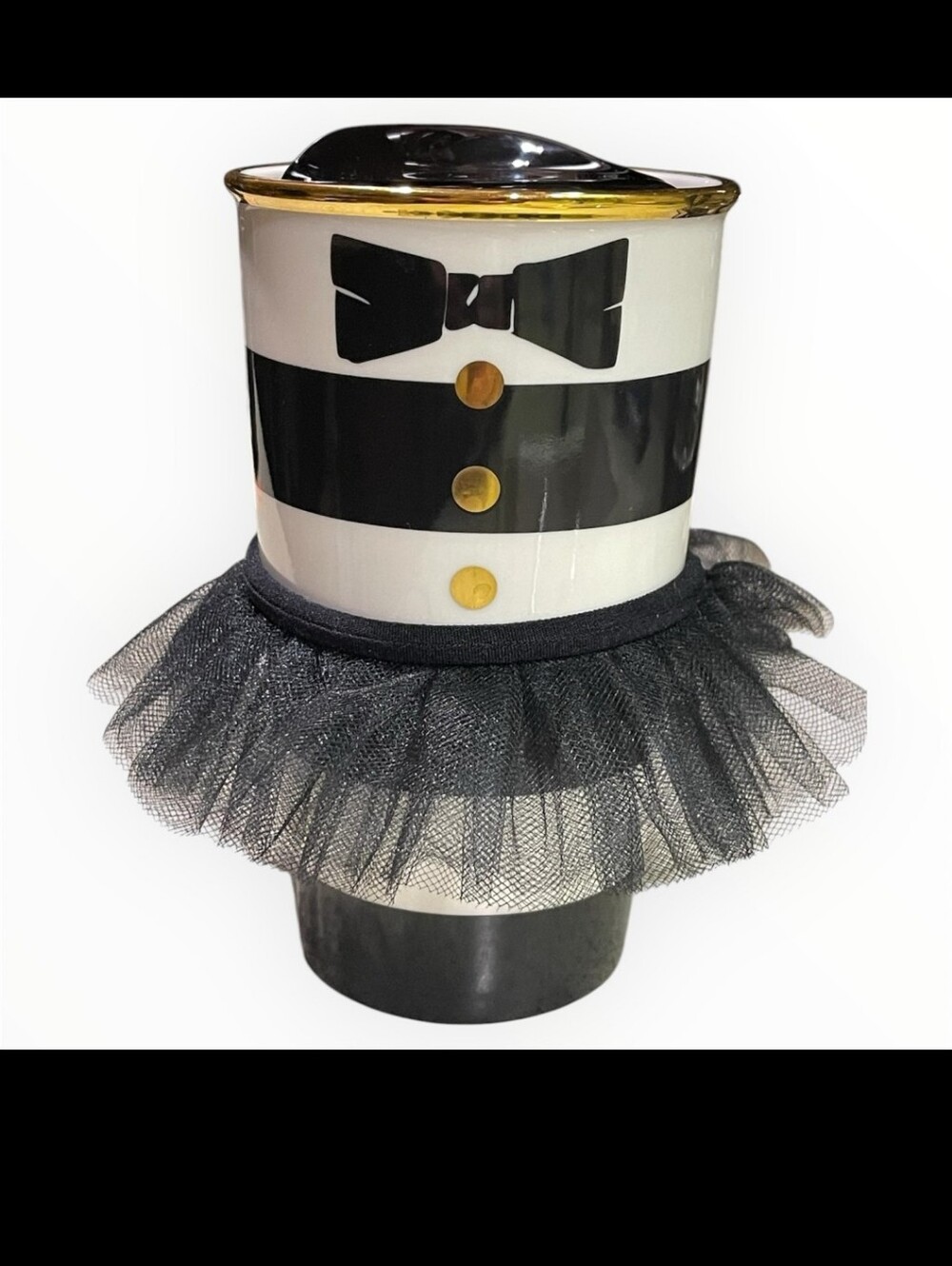 2013 Starbucks X Alice + Olivia Ceramic Travel Tumbler Tuxedo Tutu Skirt Mug